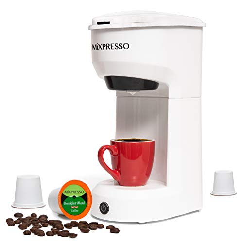 Mixpresso 2-in-1 Single Serve Coffee Maker - K-Cup & Ground Coffee Compatible - Fast 2-3 Min Brewing - Compact 14oz White Coffee Machine for Home Office - Image 5