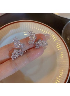 Summer Butterfly Pearl Earrings 925 Silver Flash diamond zircon butterfly stud earrings