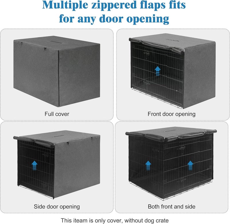 Deblue 42 inches Dog Crate Cover, Durable Windproof Pet Kennel Cover Universal Fit for 1 or 2 Doors Standard Wire Dog Crate (Grey) - Image 4