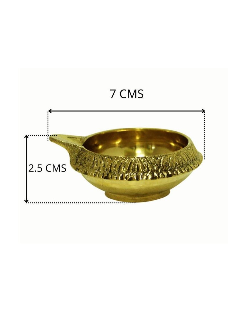 Shreeji Brass Diya Oil Lamp for Pooja | Home Decorative | Deepawali Pooja Diya | Akhand Jyot | Unique Design | Festival Gifts Items Set Home and Temple Decor Lot of 2 - Image 3
