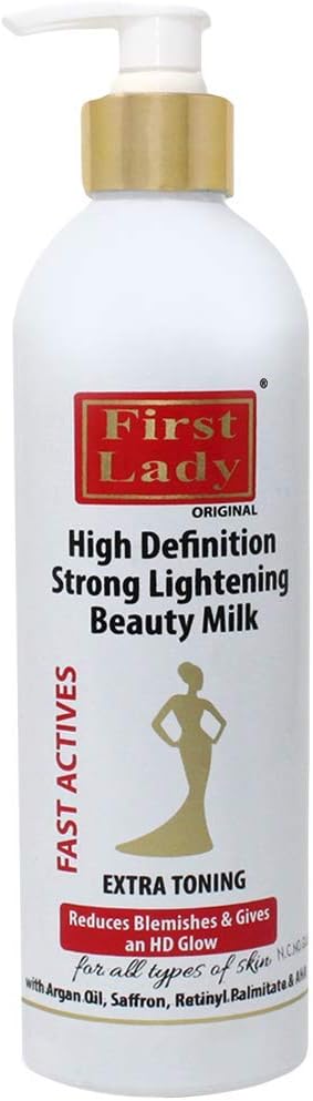 First Lady Premium High Definition Strong Skin Brightening Beauty Milk Body Lotion 500ml with argan oil saffron AHA