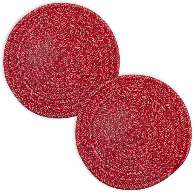 Cazzon Trivets for Hot Dishes, Pots and Pans, 8 Inches Hot Pads 5 Pcs, Pot Holders for Kitchen, Heat Resistant Mat Protect Counter, Coasters Set Home Essentials Farmhouse Decor (Red) - Image 2
