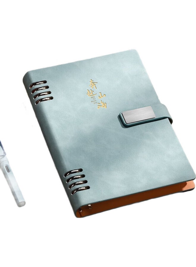 Ujia [Lowest Price Online] Ujia Loose-Leaf Notebook, Stationery, Business Office Notepad, Thick Removable Cover, Meeting Record Book, High-Quality Diary, Customizable, Gray-Blue - Image 3