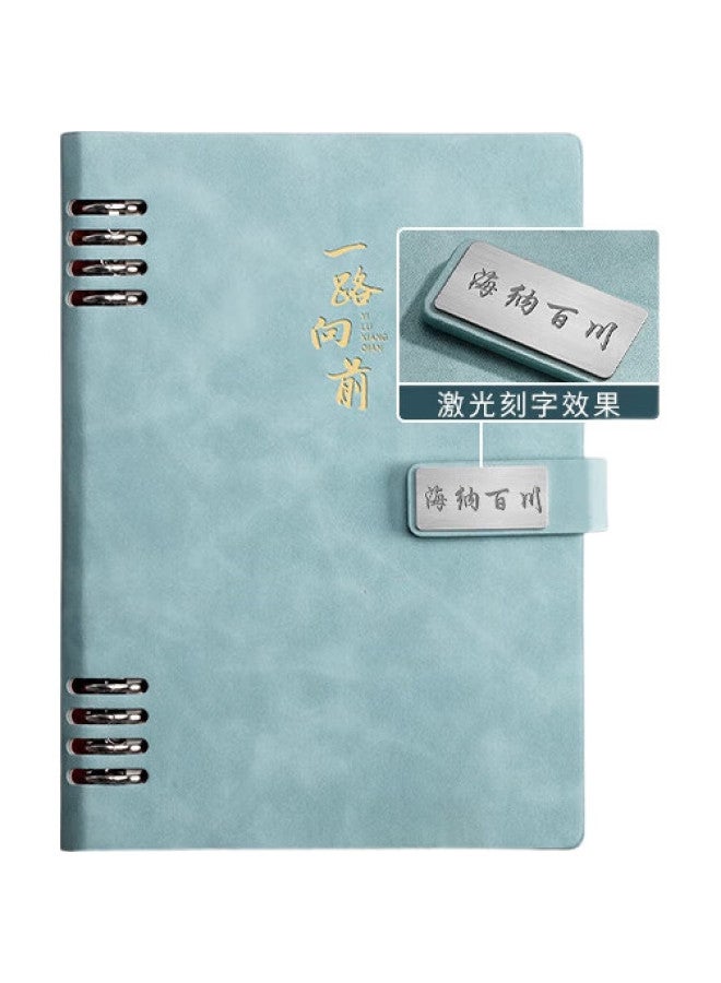Ujia [Lowest Price Online] Ujia Loose-Leaf Notebook, Stationery, Business Office Notepad, Thick Removable Cover, Meeting Record Book, High-Quality Diary, Customizable, Gray-Blue - Image 1