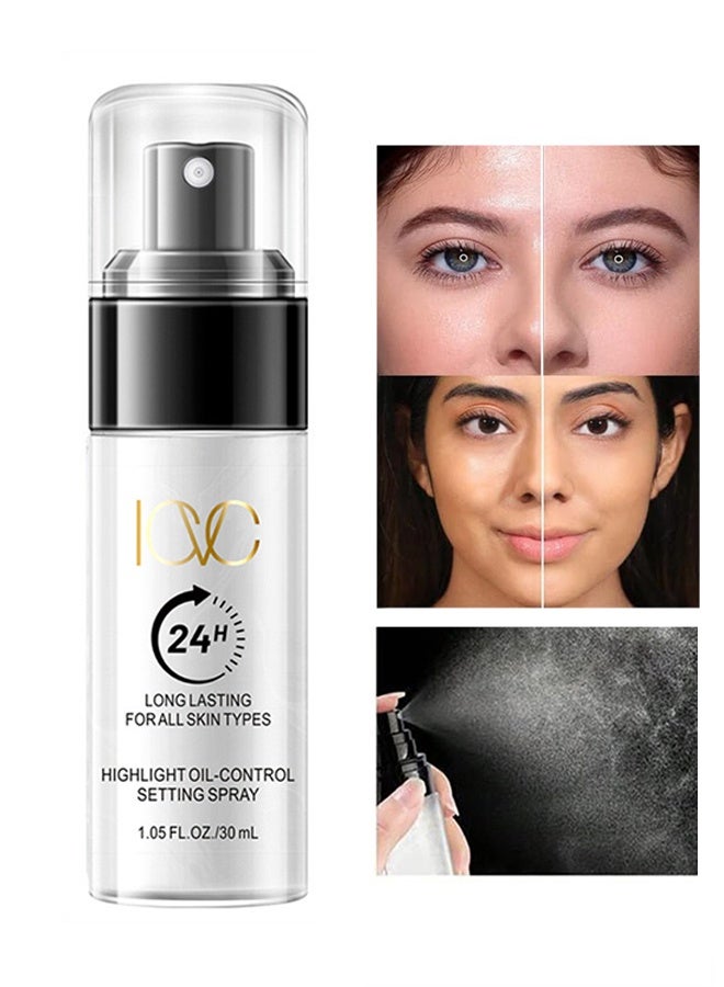 ICVC Highlight Oil-Control Setting Spray，Hydrating Setting Mist - Fine Makeup Finishing Spray with Puka Zinc and Menthol For Dewy, Long-Lasting Wear - Lock It In  30ml - Image 1