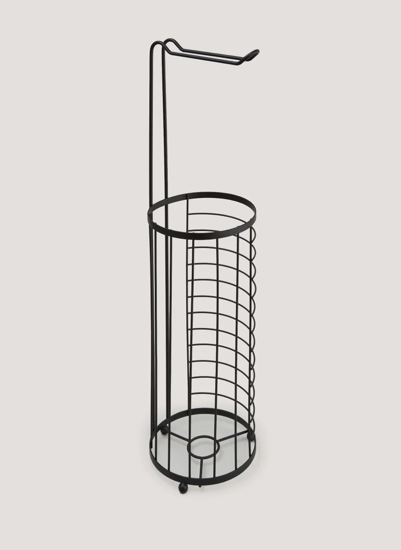 Matalan Black Metal Floor Toilet Roll Holder (50cm x 15cm x 15cm)