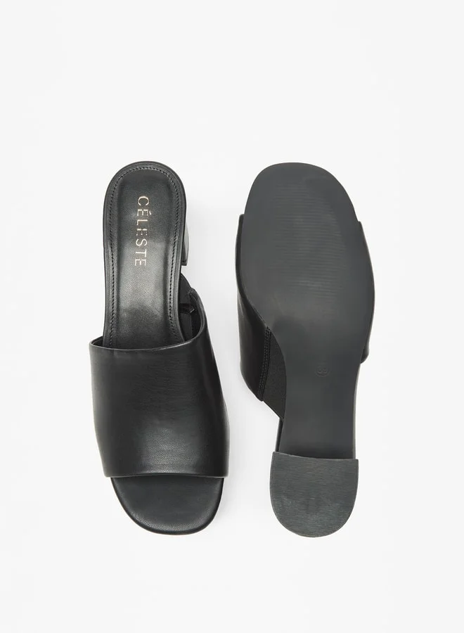 Celeste Women's Solid Slip-On Sandals with Block Heels