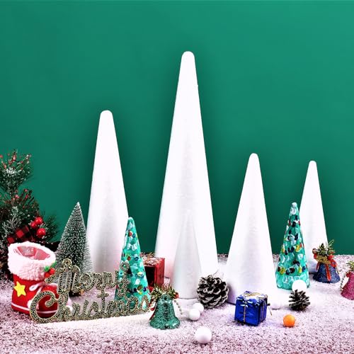 FFchuanhe 8-Pack Foam Cones (4X9.7in), Polystyrene Cone Shaped Foam, Foam Tree Cones, for Arts and Crafts, Christmas Tree, School, Wedding, Birthday, DIY Home Craft Project. White - Image 4