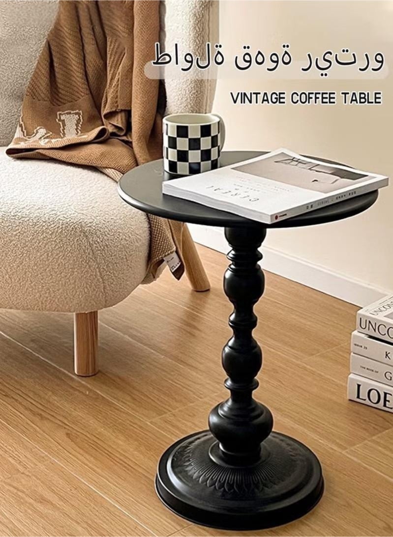 Beauenty Round Coffee Table, Living Room Home Small Side Table, Modern Simple Corner Metal Iron Outdoor Round Service table,e Rustproof Outdoor Coffee Table, Black - Image 1
