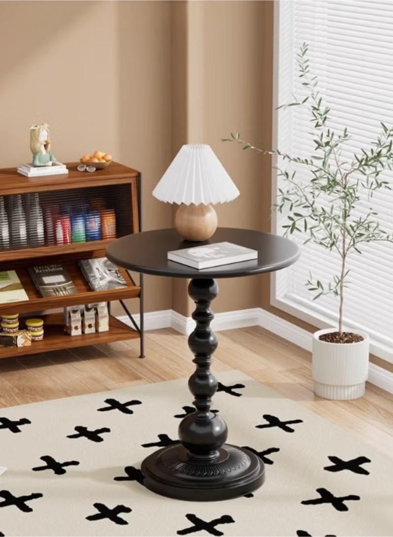 Beauenty Round Coffee Table, Living Room Home Small Side Table, Modern Simple Corner Metal Iron Outdoor Round Service table,e Rustproof Outdoor Coffee Table, Black - Image 2