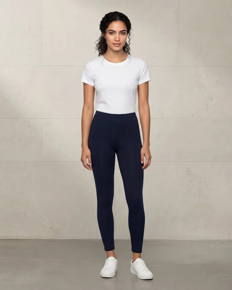 Redtag Women Navy Long Length Leggings