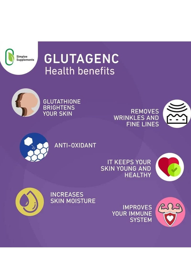 Simplee Supplements Gluta GenC 60 Capsules 500mg  - Image 3
