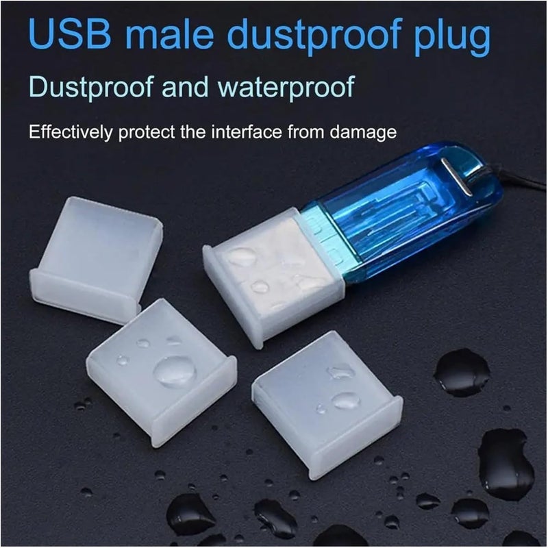 30 Pcs USB Plug Cover Anti-dust Protective Flash Drives PE Mini USB-A Sleeve for U Disk(White) - Image 2