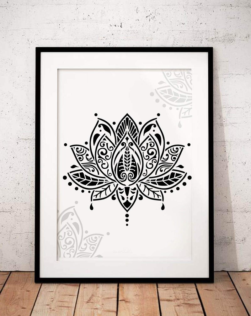 G GSS Designs Lotus Flower Mandala Wall Stencil Template (12X12 Inch) - Yoga Studio Boho Bedroom Decor, Painting Stencils For Wood Wall Furniture Floor Tiles Fabric(Sl-062) - Image 2