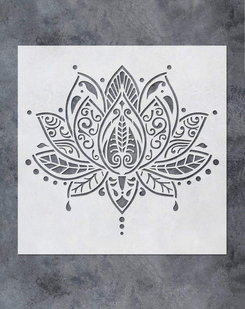 G GSS Designs Lotus Flower Mandala Wall Stencil Template (12X12 Inch) - Yoga Studio Boho Bedroom Decor, Painting Stencils For Wood Wall Furniture Floor Tiles Fabric(Sl-062) - Image 5