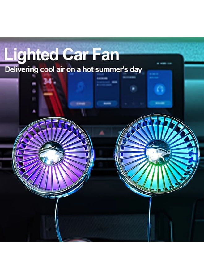 مروحة الرياح الباردة الذهبية 360 درجة دوران إكسسوارات السيارة USB أساسيات الصيف متعددة الأوضاع - Image 3