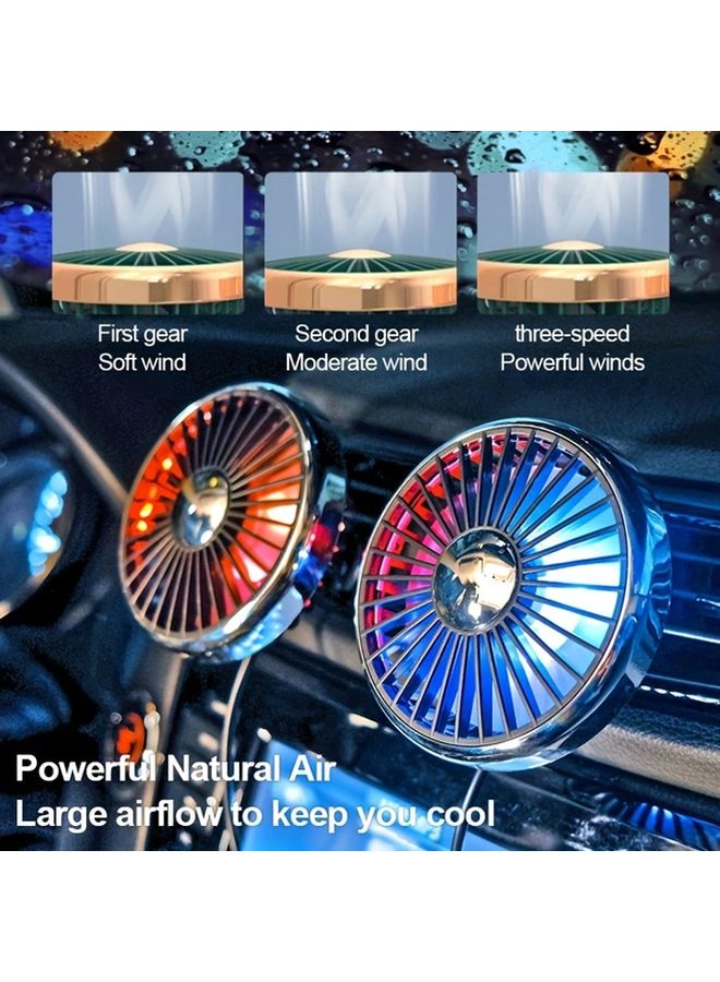 مروحة الرياح الباردة الذهبية 360 درجة دوران إكسسوارات السيارة USB أساسيات الصيف متعددة الأوضاع - Image 4