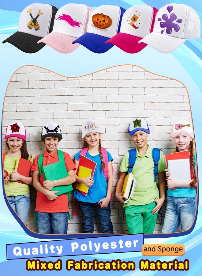 Skyebed 4 Pcs Child Sublimation Trucker Hats Mesh Baseball Hat DIY Blank Trucker Hats for Kids Camping Running Cycling Outdoor Sports (US, Alpha, One Size, Color Set 2) - Image 4