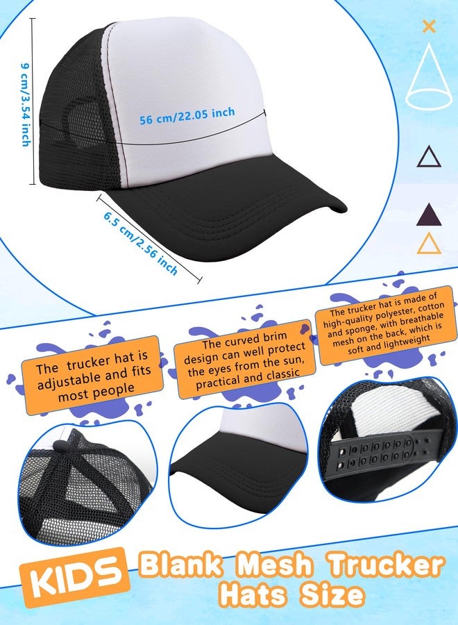 Skyebed 4 Pcs Child Sublimation Trucker Hats Mesh Baseball Hat DIY Blank Trucker Hats for Kids Camping Running Cycling Outdoor Sports (US, Alpha, One Size, Color Set 2) - Image 2