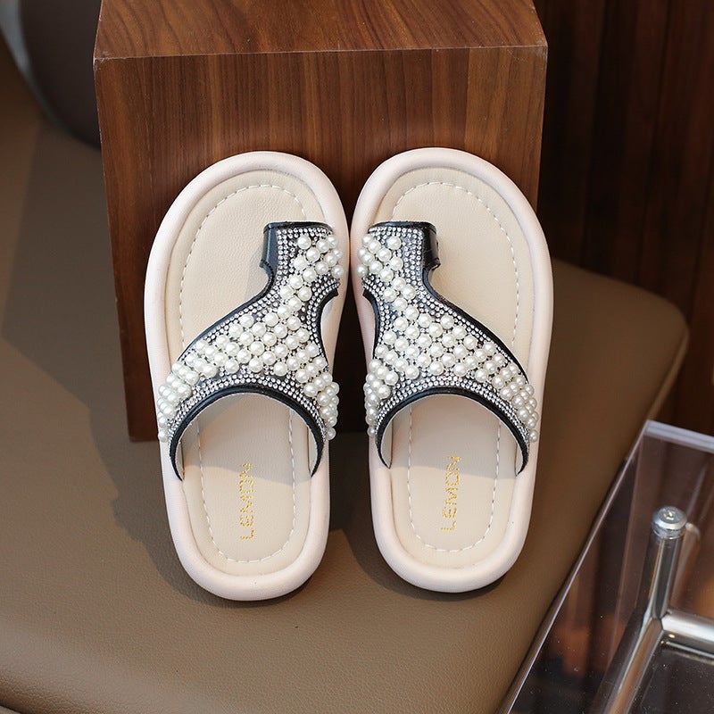 صنادل مفتوحة الأصابع للفتيات 2023 صيف جديد موضة الأطفال نعال لؤلؤة أسلوب كوري موضة صنادل الفتيات الصغيرات - Image 3