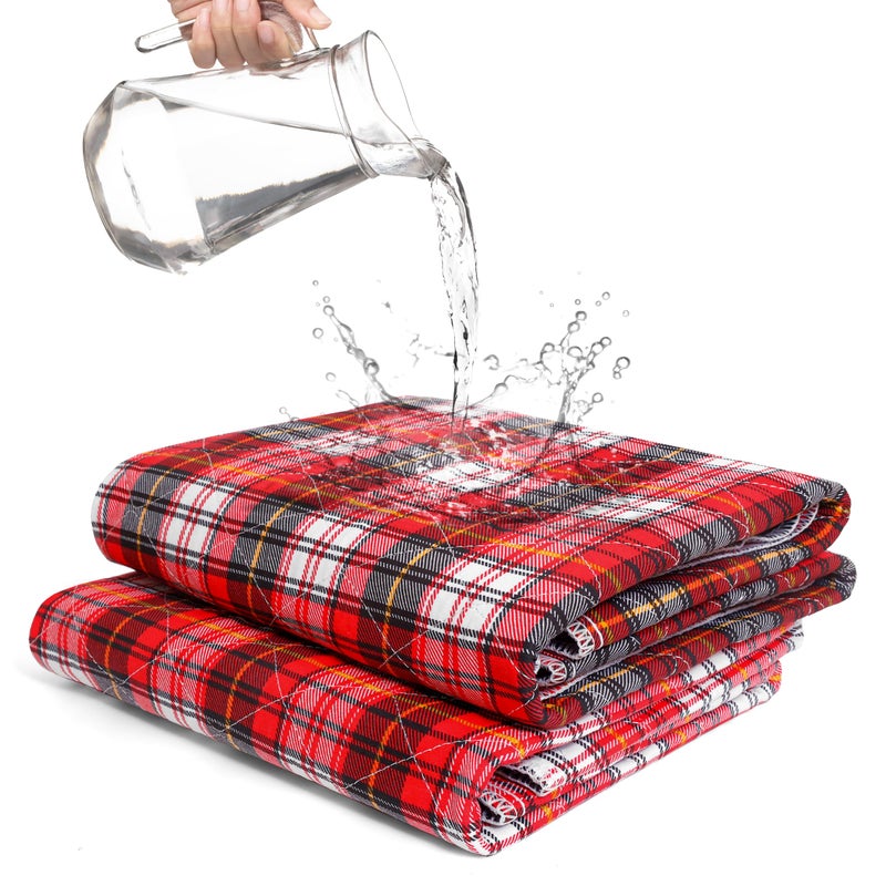 Bed Pads Washable Waterproof Incontinence Bed Pads for Women and Men Reusable Waterproof Mattress Protector NonSlip 36 x 34 Red Plaid 2 Pack