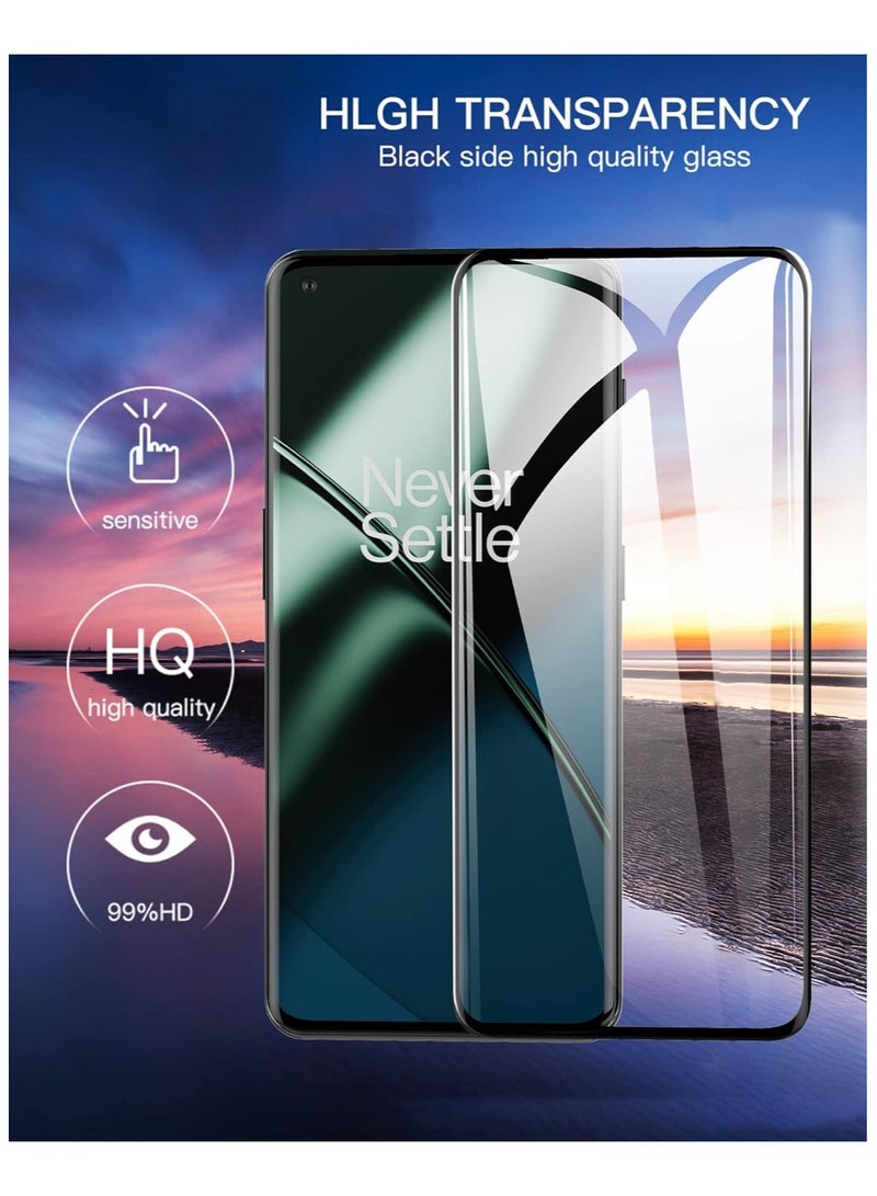 OnePlus 11 Screen Protector, Tempered Glass [Full Adhesive][Full Coverage] [Bubble-Free] [Anti Scratch] HD Clear High Responsive Screen Protector for OnePlus 11 5G Full Glue 5D Black - Image 2