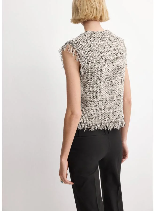 MANGO Tweed top with frayed edge finish