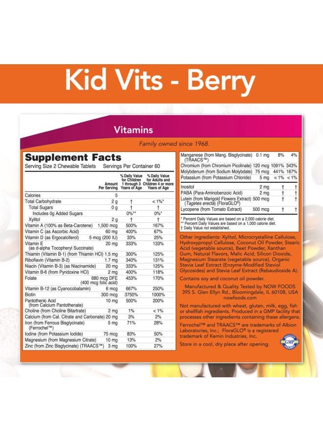 Now Foods Pack Of 3 Kid Vits Berry Blast - 120 Tablets - Image 2