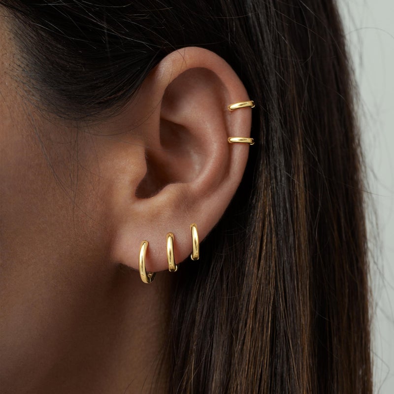 Gokeey Gold Hoop Earrings Set for Women Dainty 14K Gold Plated Hypoallergenic Earrings for Sensitive Ears Cute Huggie Hoop Earrings for Women Trendy Jewelry Gifts 5 Pairs 6mm6mm8mm10mm12mm - Image 2