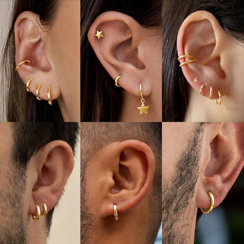 Gokeey Gold Hoop Earrings Set for Women Dainty 14K Gold Plated Hypoallergenic Earrings for Sensitive Ears Cute Huggie Hoop Earrings for Women Trendy Jewelry Gifts 5 Pairs 6mm6mm8mm10mm12mm - Image 5