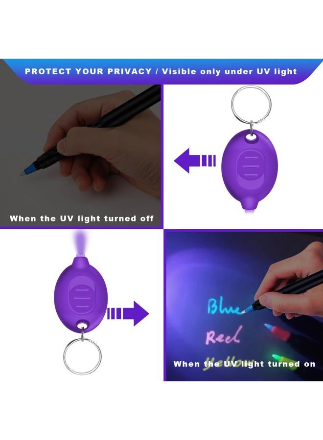 Daemson Invisible Ink Pen, Spy Pen with 3 PCS Mini UV LED Keychain Flashlight, Disappearing Ink Magic Pens with Black Light Markers for Secret Notes, Fit for Christmas Halloween Holiday Gifts (3 PCS) - Image 3
