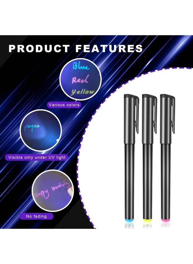 Daemson Invisible Ink Pen, Spy Pen with 3 PCS Mini UV LED Keychain Flashlight, Disappearing Ink Magic Pens with Black Light Markers for Secret Notes, Fit for Christmas Halloween Holiday Gifts (3 PCS) - Image 2