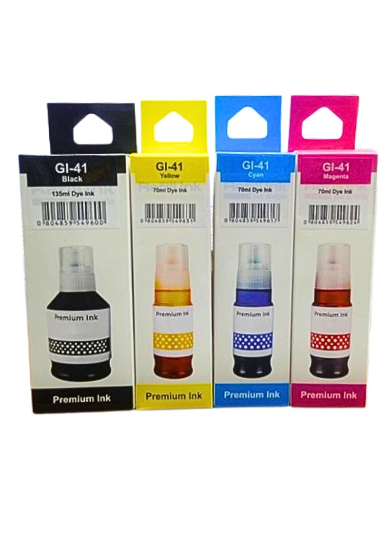 Terabyte GI-41 ink set 4-Pack (PigmentBlack Cyan Magenta Yellow) GI 41 Compatible for CANON PIXMA G1420/G2420/G2460/G3420/G3460  - Image 1