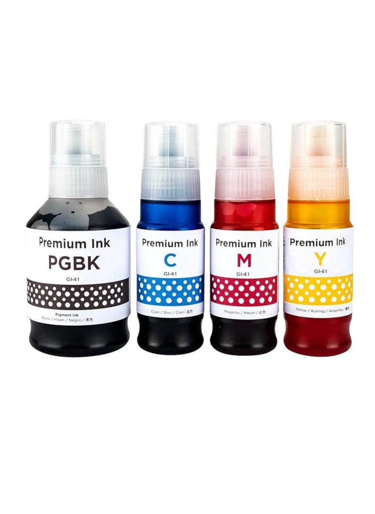 Terabyte GI-41 ink set 4-Pack (PigmentBlack Cyan Magenta Yellow) GI 41 Compatible for CANON PIXMA G1420/G2420/G2460/G3420/G3460  - Image 2