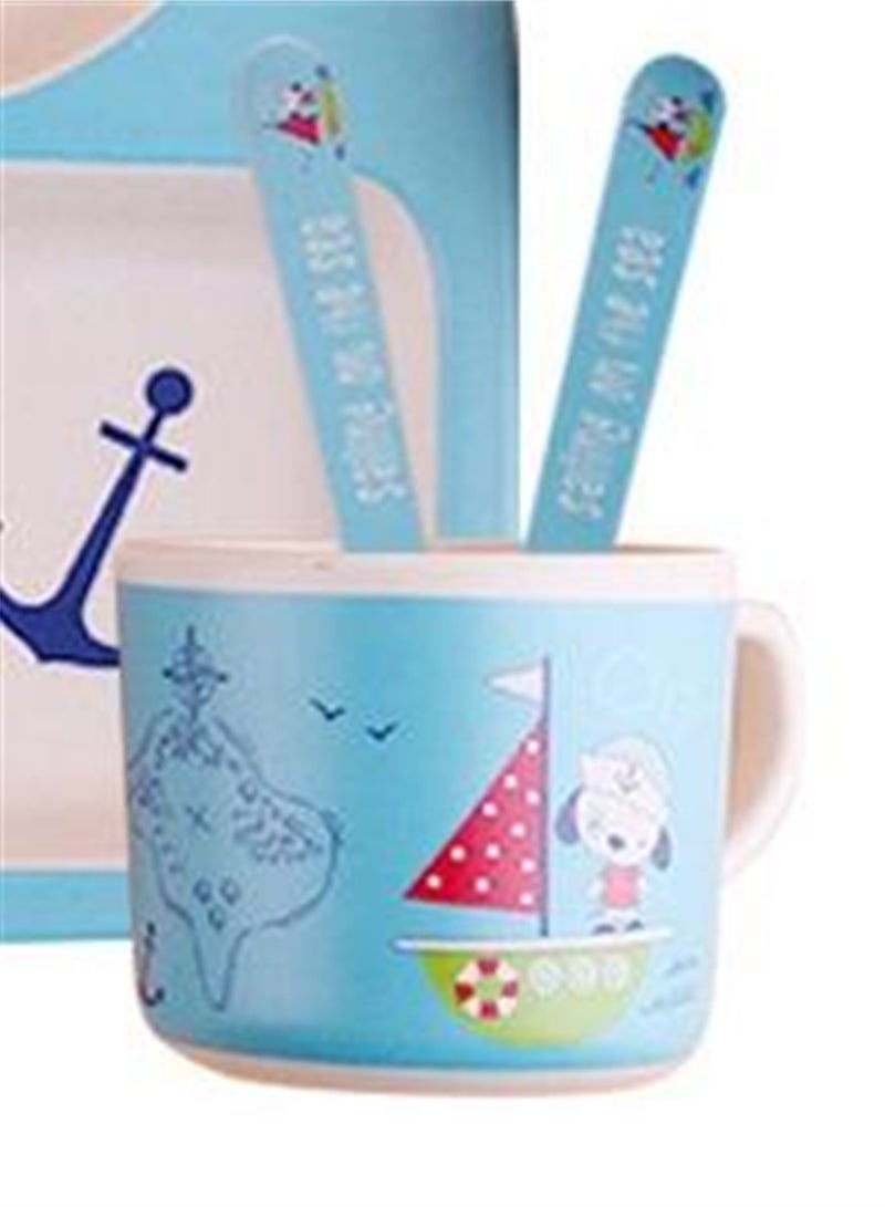 Tableware set bamboo fiber divided plate cute baby baby eating cartoon bowl divided food supplement tableware - Image 2