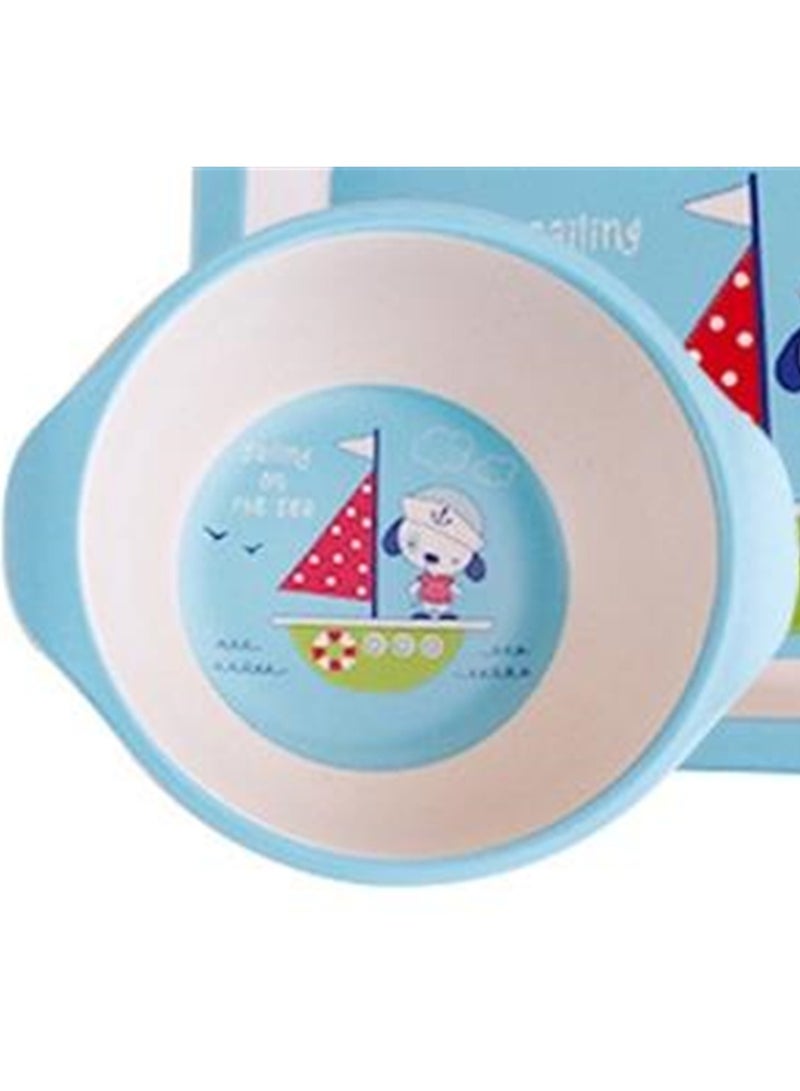 Tableware set bamboo fiber divided plate cute baby baby eating cartoon bowl divided food supplement tableware - Image 3