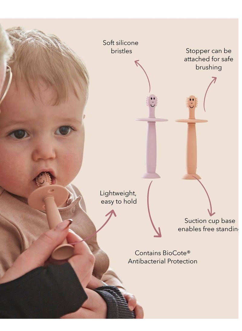 MATCHSTICK MONKEY Training Toothbrush With Stopper Dusty Pink and Lilac - Image 1