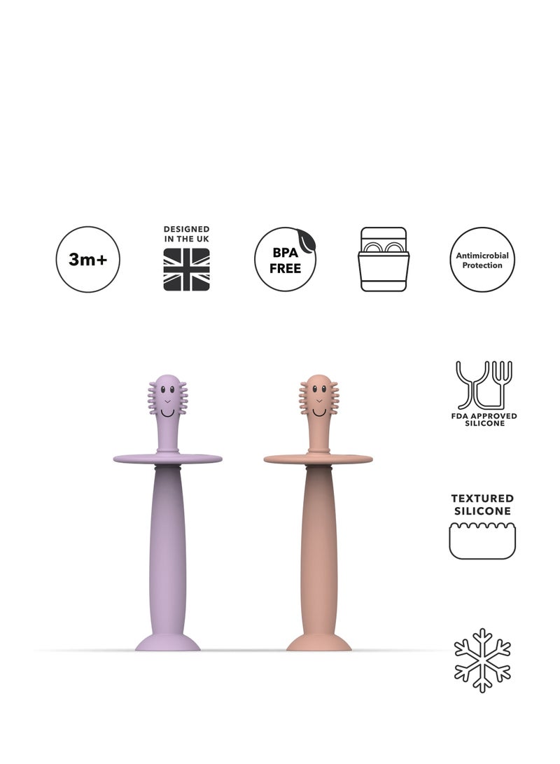 MATCHSTICK MONKEY Training Toothbrush With Stopper Dusty Pink and Lilac - Image 4