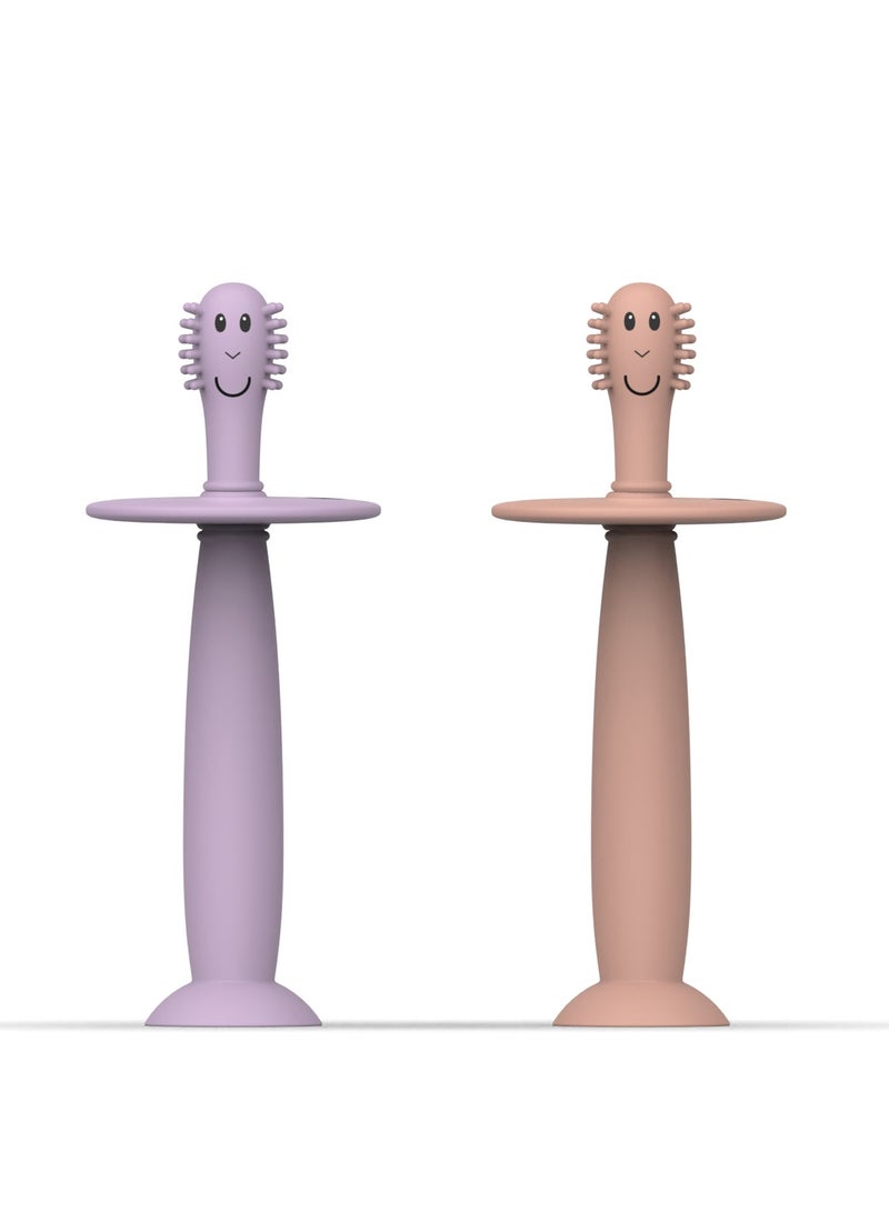 MATCHSTICK MONKEY Training Toothbrush With Stopper Dusty Pink and Lilac - Image 5