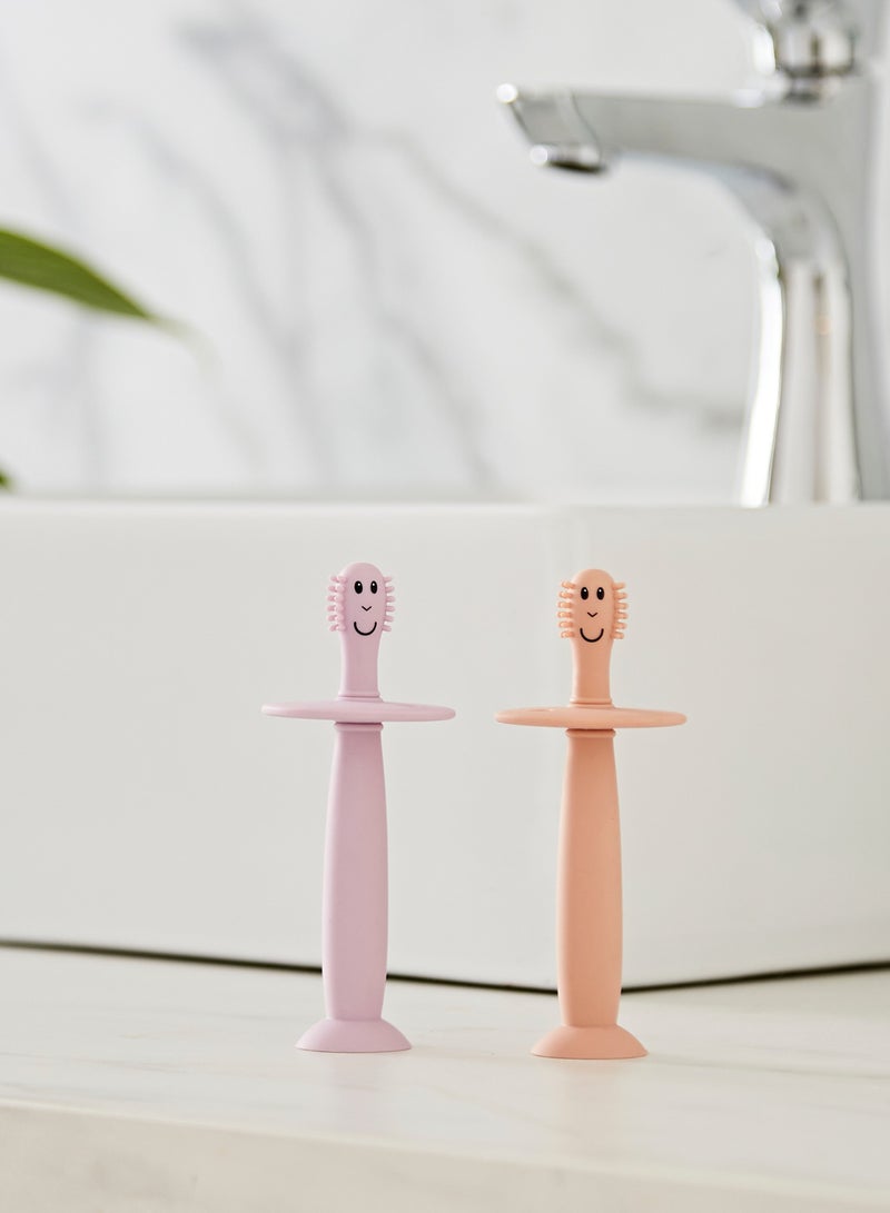 MATCHSTICK MONKEY Training Toothbrush With Stopper Dusty Pink and Lilac - Image 3