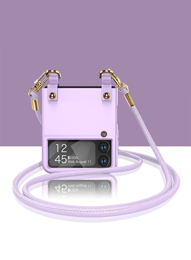 GROIC Case for Samsung Galaxy Z Flip 4 6.7" Phone Case with Leather Cross-Body Strap, Detachable Ultra Thin Shockproof Anti-Scratch Full-Body Dual Layer Rugged Protective Case - Image 3