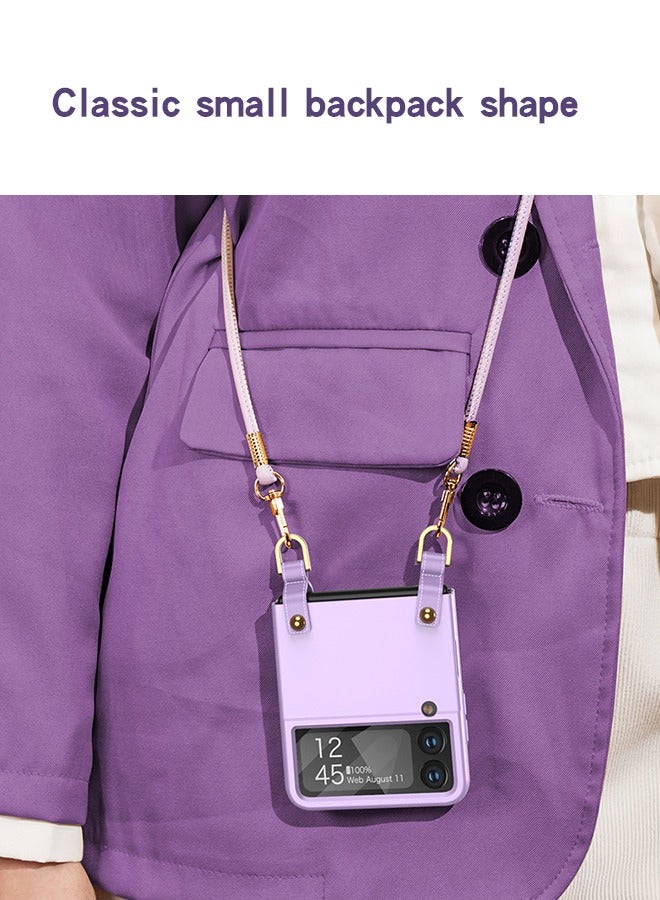 GROIC Case for Samsung Galaxy Z Flip 4 6.7" Phone Case with Leather Cross-Body Strap, Detachable Ultra Thin Shockproof Anti-Scratch Full-Body Dual Layer Rugged Protective Case - Image 2