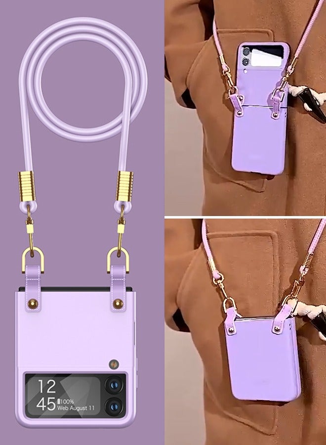 GROIC Case for Samsung Galaxy Z Flip 4 6.7" Phone Case with Leather Cross-Body Strap, Detachable Ultra Thin Shockproof Anti-Scratch Full-Body Dual Layer Rugged Protective Case - Image 4