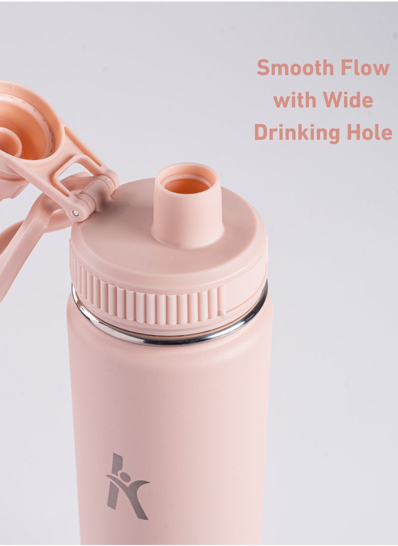 KRYMSO KRYMSO, 750ml Stainless Steel Water Bottle, Double Wall Insulated Water Bottle, Leak Proof, BPA Free, Silicone Boot, Thermos Bottle, Cold Hot Bottle for Kids, School, Gym  - Image 3