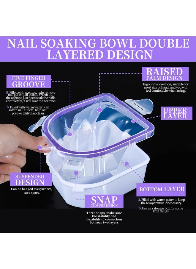 FANDAMEI FANDAMEI Nail Soaking Bowl, Nail Soak Off Bowl, Gel Nail Polish Remover Kit, Nail Soaking Bowl For Acrylic Nails, Dip Powder Remover Tools, Nail Remover Bowl, Manicure Bowls Nail Soaking, Cuticle Kit  - Image 2