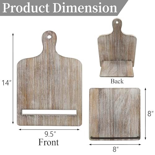 YANGSHUO Cookbook Stand Recipe Book Stand: Cook Book Stand for Kitchen Counter, Rustic Cook Book Stand Adjustable Tablet Cookbook Holder, Wood Cutting Board Style Cooking Gift for Woman - Gray - Image 4