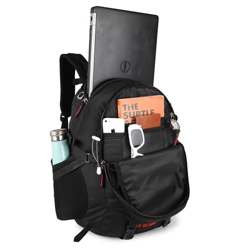Half Moon 45L Hammer Waterproof 4 Compartment Rucksack Bags For Men/Trekking Bags For Men | With 17.3" Laptop Compartment & Rain Cover | For Trekking, Hiking, Travel Backpack For Unisex (Dark Black) - Image 3