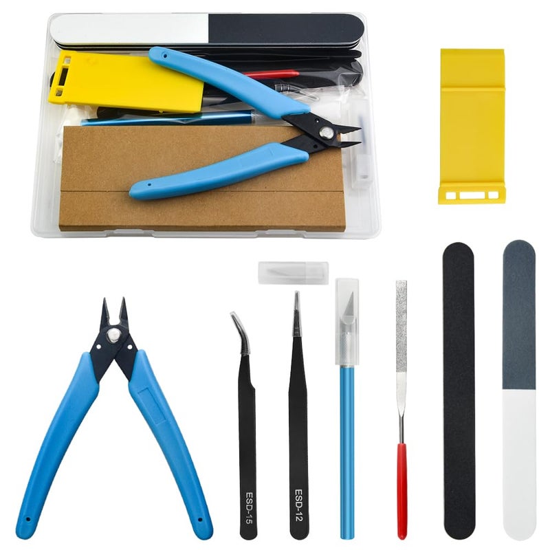 BXQINLENX Professional 9 PCS Model Tools Kit Modeler Basic Tools Craft Set Hobby Building Tools Kit for Gundam Car Model Building Repairing and Fixing(B) - Image 1