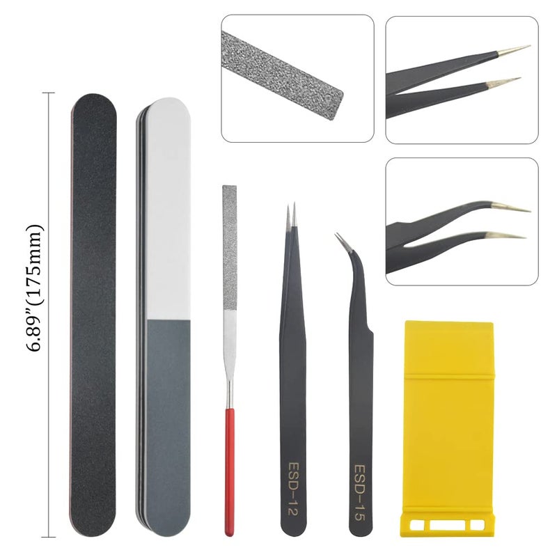 BXQINLENX Professional 9 PCS Model Tools Kit Modeler Basic Tools Craft Set Hobby Building Tools Kit for Gundam Car Model Building Repairing and Fixing(B) - Image 3
