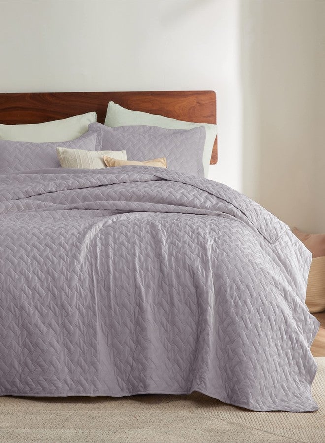 Bedsure Quilts Queen Size - Lightweight Bedspreads Queen Size with Basket Weave Pattern, Soft Quilt Bedding, Purple Comforter Coverlet for All Seasons (90" x 96") - Image 2